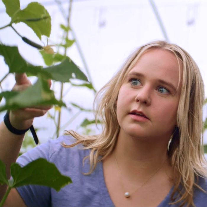 student in a field