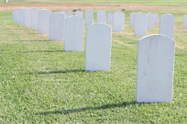 tombstones and grass